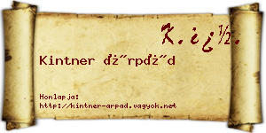 Kintner Árpád névjegykártya